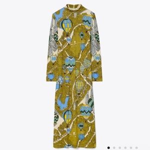 Tory Burch balloons in the sky printed mockneck maxi dress.